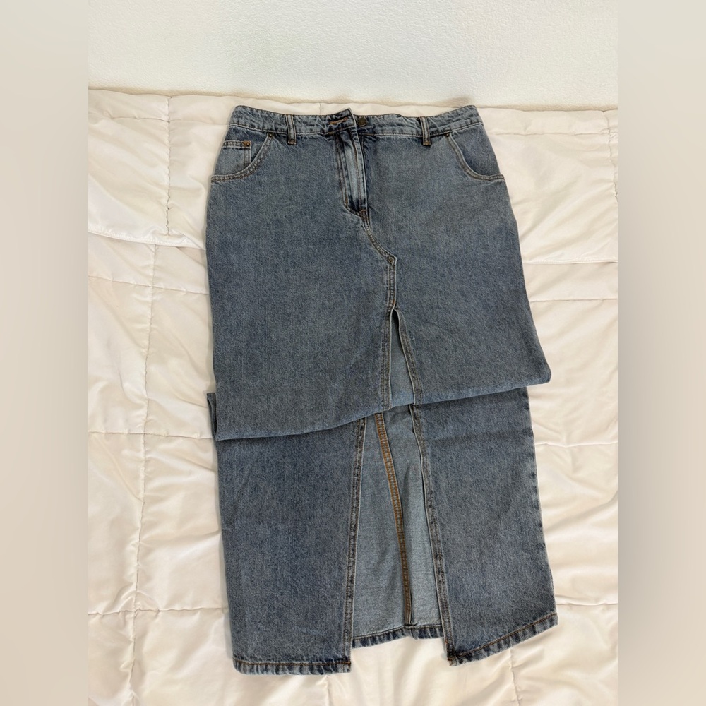 Lioness Blue Denim maxi Skirt